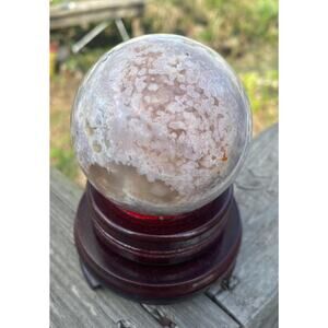68 mm Beautiful Coloring Flower Agate Crystal Sphere with Stand